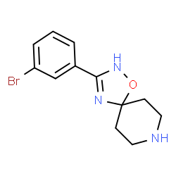 ChemSpider 2D Image | 3-(3-Bromophenyl)-1-oxa-2,4,8-triazaspiro[4.5]dec-3-ene | C12H14BrN3O