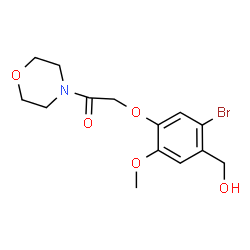 ChemSpider 2D Image | 2-[5-Bromo-4-(hydroxymethyl)-2-methoxyphenoxy]-1-(4-morpholinyl)ethanone | C14H18BrNO5