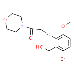 ChemSpider 2D Image | 2-[3-Bromo-2-(hydroxymethyl)-6-methoxyphenoxy]-1-(4-morpholinyl)ethanone | C14H18BrNO5