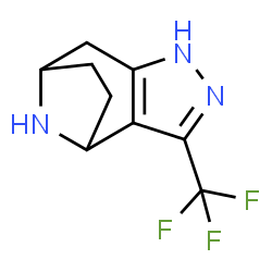 ChemSpider 2D Image | 3-(Trifluoromethyl)-4,5,11-triazatricyclo[6.2.1.0~2,6~]undeca-2(6),3-diene | C9H10F3N3