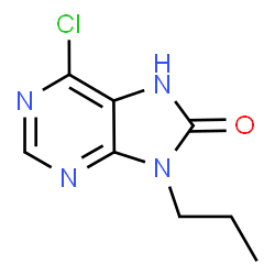 ChemSpider 2D Image | 6-Chloro-9-propyl-7H-purin-8(9H)-one | C8H9ClN4O