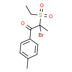 ChemSpider 2D Image | 2-Bromo-2-(ethylsulfonyl)-1-(4-methylphenyl)-1-propanone | C12H15BrO3S