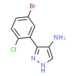 ChemSpider 2D Image | 3-(5-Bromo-2-chlorophenyl)-1H-pyrazol-4-amine | C9H7BrClN3