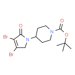 ChemSpider 2D Image | 2-Methyl-2-propanyl 4-(3,4-dibromo-2-oxo-2,5-dihydro-1H-pyrrol-1-yl)-1-piperidinecarboxylate | C14H20Br2N2O3