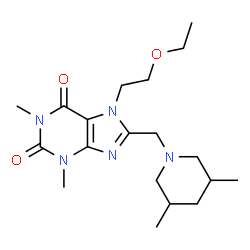 ChemSpider 2D Image | 8-[(3,5-Dimethyl-1-piperidinyl)methyl]-7-(2-ethoxyethyl)-1,3-dimethyl-3,7-dihydro-1H-purine-2,6-dione | C19H31N5O3