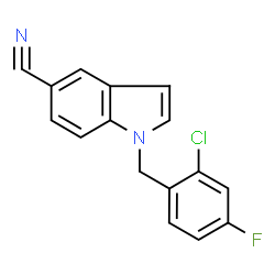 ChemSpider 2D Image | 1-(2-Chloro-4-fluorobenzyl)-1H-indole-5-carbonitrile | C16H10ClFN2