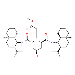 ChemSpider 2D Image | Methyl [(2R,6R)-4-hydroxy-2,6-bis{[(1S,2S,4aR,8aS)-2-isopropyl-4a-methyl-8-methylenedecahydro-1-naphthalenyl]carbamoyl}-1-piperidinyl]acetate | C40H65N3O5
