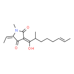 ChemSpider 2D Image | (3E,5E)-5-Ethylidene-3-[(6E)-1-hydroxy-2-methyl-6-octen-1-ylidene]-1-methyl-2,4-pyrrolidinedione | C16H23NO3