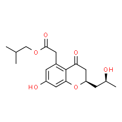 ChemSpider 2D Image | Isobutyl {(2R)-7-hydroxy-2-[(2S)-2-hydroxypropyl]-4-oxo-3,4-dihydro-2H-chromen-5-yl}acetate | C18H24O6
