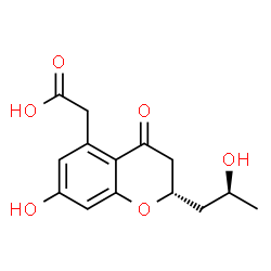ChemSpider 2D Image | {(2S)-7-Hydroxy-2-[(2S)-2-hydroxypropyl]-4-oxo-3,4-dihydro-2H-chromen-5-yl}acetic acid | C14H16O6