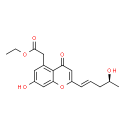 ChemSpider 2D Image | Ethyl {7-hydroxy-2-[(1E,4S)-4-hydroxy-1-penten-1-yl]-4-oxo-4H-chromen-5-yl}acetate | C18H20O6
