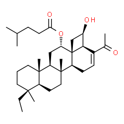 ChemSpider 2D Image | (2R,2aR,5aS,5bR,7aS,8S,11aS,11bR,13S,13aS)-3-Acetyl-8-ethyl-2-hydroxy-5b,8,11a-trimethyl-2,2a,5,5a,5b,6,7,7a,8,9,10,11,11a,11b,12,13-hexadecahydro-1H-cyclobuta[i]chrysen-13-yl 4-methylpentanoate | C33H52O4