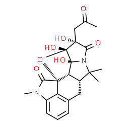 ChemSpider 2D Image | (1S,3aR,9aR,10aR,10bS,10cR)-1,10a,10b-Trihydroxy-3,3,8-trimethyl-1-(2-oxopropyl)-1,3a,4,10a,10b,10c-hexahydro-2H,3H-10-oxa-2a,8-diazacyclopenta[3,4]pentaleno[1,6-cd]acenaphthylene-2,9(8H)-dione | C22H24N2O7