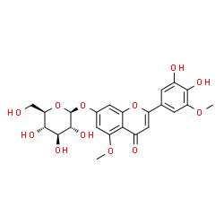 ChemSpider 2D Image | 2-(3,4-Dihydroxy-5-methoxyphenyl)-5-methoxy-4-oxo-4H-chromen-7-yl beta-D-glucopyranoside | C23H24O12