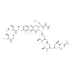 ChemSpider 2D Image | (1S)-1-C-(7-{[4-O-Acetyl-2,6-dideoxy-3-O-(2,6-dideoxy-4-O-methyl-alpha-D-lyxo-hexopyranosyl)-beta-D-lyxo-hexopyranosyl]oxy}-3-{[2,6-dideoxy-4-O-isobutyryl-3-C-methyl-alpha-L-arabino-hexopyranosyl-(1->
3)-2,6-dideoxy-beta-D-arabino-hexopyranosyl-(1->3)-2,6-dideoxy-beta-D-arabino-hexopyranosyl]oxy}-5,10-dihydroxy-6-methyl-4-oxo-1,2,3,4-tetrahydro-2-anthracenyl)-5-deoxy-1-O-methyl-D-xylulose | C59H86O26