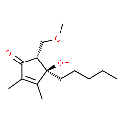 ChemSpider 2D Image | (4R,5R)-4-Hydroxy-5-(methoxymethyl)-2,3-dimethyl-4-pentyl-2-cyclopenten-1-one | C14H24O3