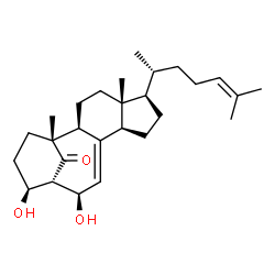ChemSpider 2D Image | (3R,5S,6R,9alpha,10S,17beta)-6,10-Dihydroxy-3-methyl-17-[(2R)-6-methyl-5-hepten-2-yl]-3,9-cyclo-9,10-secoestr-7-en-4-one | C27H42O3
