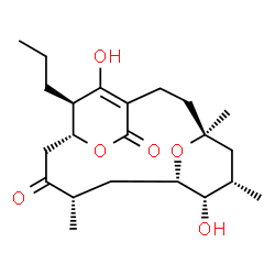 ChemSpider 2D Image | (4S,6S,7S,8S,10S,13R,17R)-7,16-Dihydroxy-4,6,10-trimethyl-17-propyl-14,18-dioxatricyclo[11.2.2.1~4,8~]octadec-1(16)-ene-11,15-dione | C22H34O6