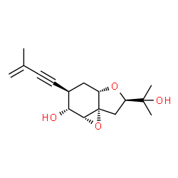 ChemSpider 2D Image | (1aS,3R,4aS,6R,7R,7aR)-3-(2-Hydroxy-2-propanyl)-6-(3-methyl-3-buten-1-yn-1-yl)hexahydro-4aH-oxireno[d][1]benzofuran-7-ol | C16H22O4