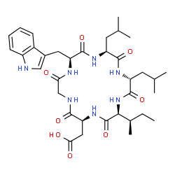 ChemSpider 2D Image | Cyclo(L-alloisoleucyl-L-alpha-aspartylglycyl-L-tryptophyl-L-leucyl-D-leucyl) | C35H51N7O8
