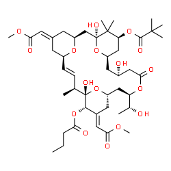 ChemSpider 2D Image | (1S,3S,5Z,7R,8E,10S,11S,12S,13E,15S,17R,21R,23R,25S)-25-[(2,2-Dimethylpropanoyl)oxy]-1,11,21-trihydroxy-17-[(1R)-1-hydroxyethyl]-5,13-bis(2-methoxy-2-oxoethylidene)-10,26,26-trimethyl-19-oxo-18,27,28,
29-tetraoxatetracyclo[21.3.1.1~3,7~.1~11,15~]nonacos-8-en-12-yl butanoate | C45H68O17