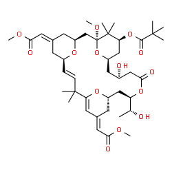 ChemSpider 2D Image | (1S,3S,5Z,7R,8E,13E,15S,17R,21R,23R,25S)-21-Hydroxy-17-[(1R)-1-hydroxyethyl]-1-methoxy-5,13-bis(2-methoxy-2-oxoethylidene)-10,10,26,26-tetramethyl-19-oxo-18,27,28,29-tetraoxatetracyclo[21.3.1.1~3,7~.1
~11,15~]nonacosa-8,11-dien-25-yl 2,2-dimethylpropanoate | C43H64O14