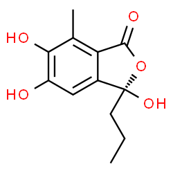 ChemSpider 2D Image | (3R)-3,5,6-Trihydroxy-7-methyl-3-propyl-2-benzofuran-1(3H)-one | C12H14O5