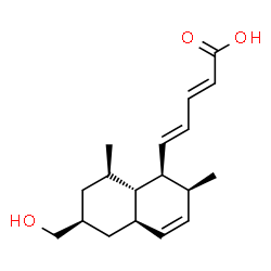 ChemSpider 2D Image | (2E,4E)-5-[(1S,2S,4aR,6S,8R,8aS)-6-(Hydroxymethyl)-2,8-dimethyl-1,2,4a,5,6,7,8,8a-octahydro-1-naphthalenyl]-2,4-pentadienoic acid | C18H26O3