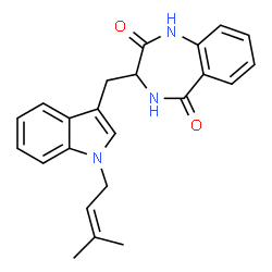 ChemSpider 2D Image | 3-{[1-(3-Methyl-2-buten-1-yl)-1H-indol-3-yl]methyl}-3,4-dihydro-1H-1,4-benzodiazepine-2,5-dione | C23H23N3O2