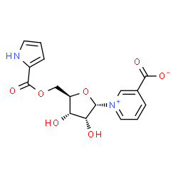 ChemSpider 2D Image | 1-[5-O-(1H-Pyrrol-2-ylcarbonyl)-alpha-D-ribofuranosyl]-3-pyridiniumcarboxylate | C16H16N2O7