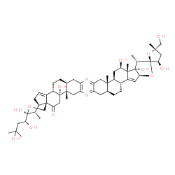 ChemSpider 2D Image | (2S,3R,3'S,4'S,4a'R,5S,6b'S,8a'S,11a'S,11b'S,13'R,13a'R,13b'S,14'S,16a'S,17b'R,19a'S,22a'S,22b'R,24a'R)-3'-[(1R)-1,3-Dihydroxy-3-methylbutyl]-3,3',13',13b',22b'-pentahydroxy-5-(hydroxymethyl)-4',5,11a
',13a',14',22a'-hexamethyl-4,4',4a',5,5',6b',7',8',8a',9',11',11a',11b',12',13',13a',13b',14',16a',17b',18',19',19a',20',22',22a',22b',23'-octacosahydro-3H-spiro[furan-2,15'-furo[3'',2'':3',4']cyclope
nta[1',2':5,6]naphtho[1,2-b]pyrano[3'',4'':2',3']cyclopenta[1',2':5,6]naphtho[1,2-i]phenazin]-24'(3'H)-one | C54H76N2O12