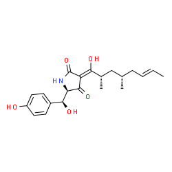 ChemSpider 2D Image | (3Z,5R)-3-[(2S,4S,6E)-1-Hydroxy-2,4-dimethyl-6-octen-1-ylidene]-5-[(S)-hydroxy(4-hydroxyphenyl)methyl]-2,4-pyrrolidinedione | C21H27NO5