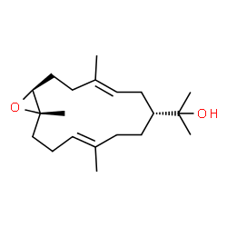 ChemSpider 2D Image | 2-[(1S,4E,7R,10E,14S)-4,10,14-Trimethyl-15-oxabicyclo[12.1.0]pentadeca-4,10-dien-7-yl]-2-propanol | C20H34O2