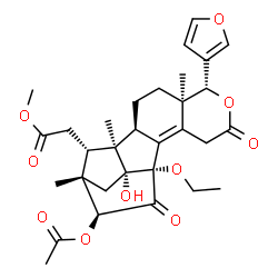 ChemSpider 2D Image | Methyl [(1S,2R,5R,6R,12S,14S,15S,17R,18S)-14-acetoxy-12-ethoxy-6-(3-furyl)-17-hydroxy-1,5,15-trimethyl-8,13-dioxo-7-oxapentacyclo[13.2.1.0~2,11~.0~5,10~.0~12,17~]octadec-10-en-18-yl]acetate | C31H38O10
