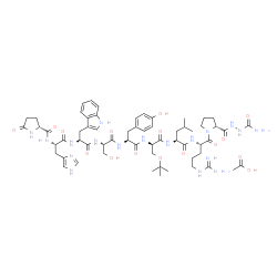 ChemSpider 2D Image | (2R)-N-[(2S,5S,8S,11S,14R,17S,20S)-25-Amino-20-({(2R)-2-[(2-carbamoylhydrazino)carbonyl]-1-pyrrolidinyl}carbonyl)-11-(4-hydroxybenzyl)-8-(hydroxymethyl)-1-(1H-imidazol-4-yl)-25-imino-5-(1H-indol-3-ylm
ethyl)-17-isobutyl-14-{[(2-methyl-2-propanyl)oxy]methyl}-3,6,9,12,15,18-hexaoxo-4,7,10,13,16,19,24-heptaazapentacosan-2-yl]-5-oxo-2-pyrrolidinecarboxamide acetate (1:1) (non-preferred name) | C61H88N18O16
