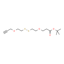 ChemSpider 2D Image | 2-Methyl-2-propanyl 3-(2-{[2-(2-propyn-1-yloxy)ethyl]disulfanyl}ethoxy)propanoate | C14H24O4S2