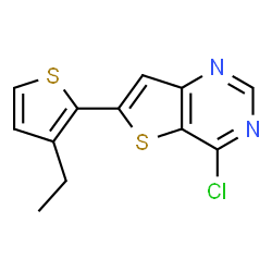 ChemSpider 2D Image | 4-Chloro-6-(3-ethyl-2-thienyl)thieno[3,2-d]pyrimidine | C12H9ClN2S2