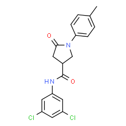 ChemSpider 2D Image | N-(3,5-Dichlorophenyl)-1-(4-methylphenyl)-5-oxo-3-pyrrolidinecarboxamide | C18H16Cl2N2O2