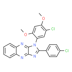 ChemSpider 2D Image | 1-(5-Chloro-2,4-dimethoxyphenyl)-2-(4-chlorophenyl)-1H-imidazo[4,5-b]quinoxaline | C23H16Cl2N4O2