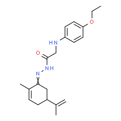 ChemSpider 2D Image | 2-[(4-Ethoxyphenyl)amino]-N'-(5-isopropenyl-2-methyl-2-cyclohexen-1-ylidene)acetohydrazide | C20H27N3O2