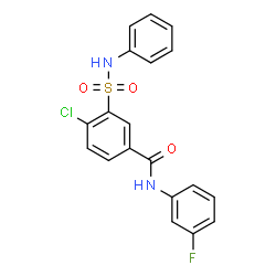 ChemSpider 2D Image | 4-Chloro-N-(3-fluorophenyl)-3-(phenylsulfamoyl)benzamide | C19H14ClFN2O3S