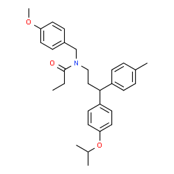 ChemSpider 2D Image | N-[3-(4-Isopropoxyphenyl)-3-(4-methylphenyl)propyl]-N-(4-methoxybenzyl)propanamide | C30H37NO3