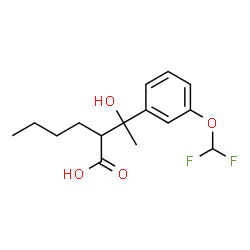 ChemSpider 2D Image | 2-{1-[3-(Difluoromethoxy)phenyl]-1-hydroxyethyl}hexanoic acid | C15H20F2O4