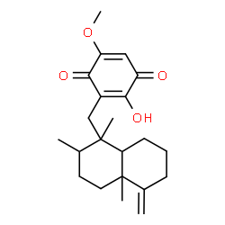 ChemSpider 2D Image | 2-Hydroxy-5-methoxy-3-[(1,2,4a-trimethyl-5-methylenedecahydro-1-naphthalenyl)methyl]-1,4-benzoquinone | C22H30O4