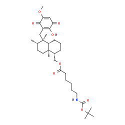 ChemSpider 2D Image | {(1S,4aS,5R,6S,8aS)-5-[(2-Hydroxy-5-methoxy-3,6-dioxo-1,4-cyclohexadien-1-yl)methyl]-5,6,8a-trimethyldecahydro-1-naphthalenyl}methyl 6-({[(2-methyl-2-propanyl)oxy]carbonyl}amino)hexanoate | C33H51NO8