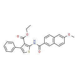 ChemSpider 2D Image | Ethyl 2-[(6-methoxy-2-naphthoyl)amino]-4-phenyl-3-thiophenecarboxylate | C25H21NO4S