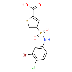 ChemSpider 2D Image | 4-[(3-Bromo-4-chlorophenyl)sulfamoyl]-2-thiophenecarboxylic acid | C11H7BrClNO4S2