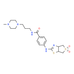 ChemSpider 2D Image | 4-[(5,5-Dioxido-3a,4,6,6a-tetrahydrothieno[3,4-d][1,3]thiazol-2-yl)amino]-N-[3-(4-methyl-1-piperazinyl)propyl]benzamide | C20H29N5O3S2