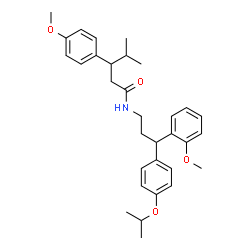 ChemSpider 2D Image | N-[3-(4-Isopropoxyphenyl)-3-(2-methoxyphenyl)propyl]-3-(4-methoxyphenyl)-4-methylpentanamide | C32H41NO4
