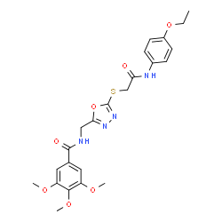 ChemSpider 2D Image | N-{[5-({2-[(4-Ethoxyphenyl)amino]-2-oxoethyl}sulfanyl)-1,3,4-oxadiazol-2-yl]methyl}-3,4,5-trimethoxybenzamide | C23H26N4O7S